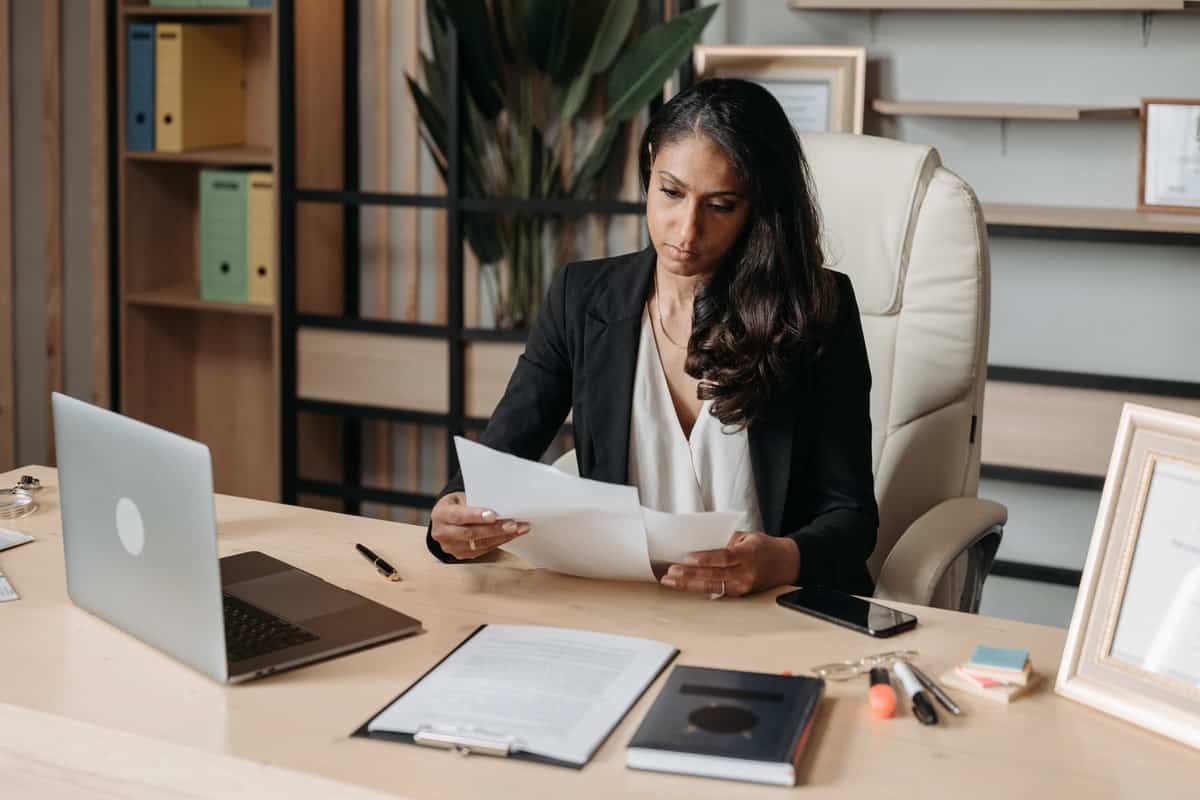 A lawyer reviewing legal documents